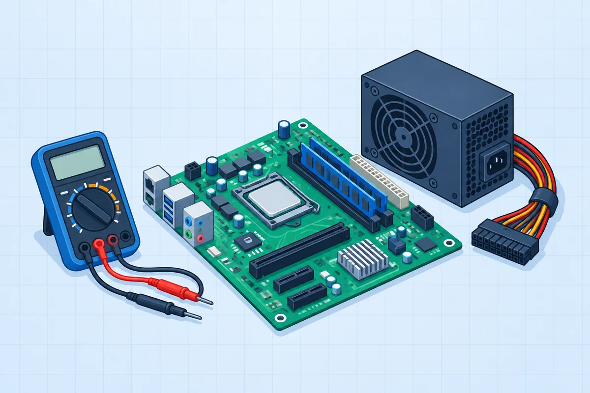 A+ Core 1 hardware PBQ: motherboard, power supply and multimeter
